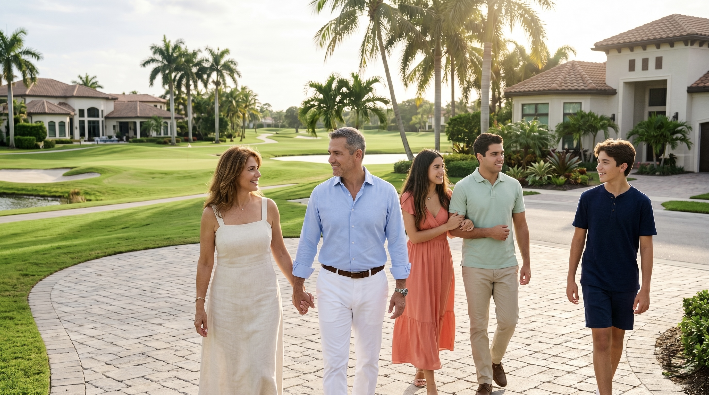 Enrique Urdaneta con su familia en una comunidad de golf en South Florida